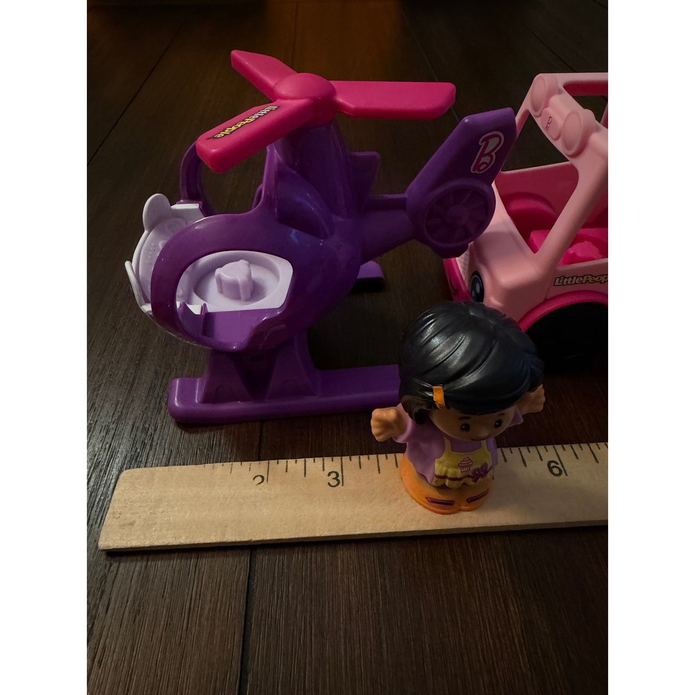 Fisher Price Little People Barbie Vehicle Lot Helicopter Ice Cream Truck Car 3pc - Picture 7 of 13